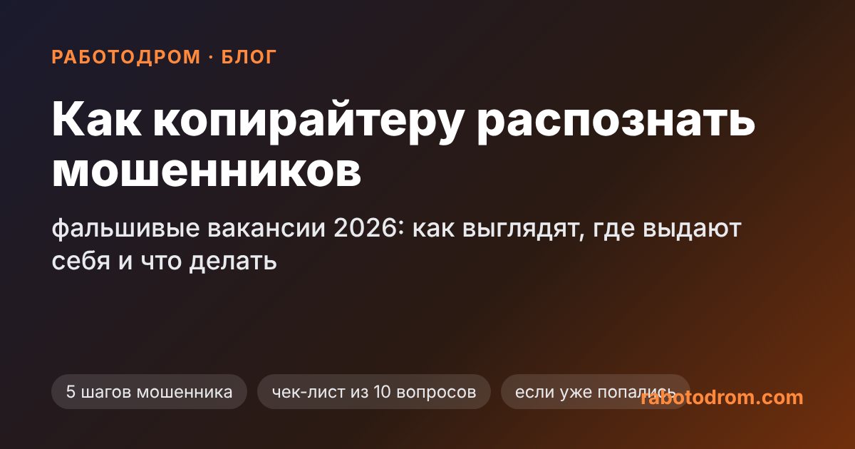 Как копирайтеру распознать мошенников — гайд 2026